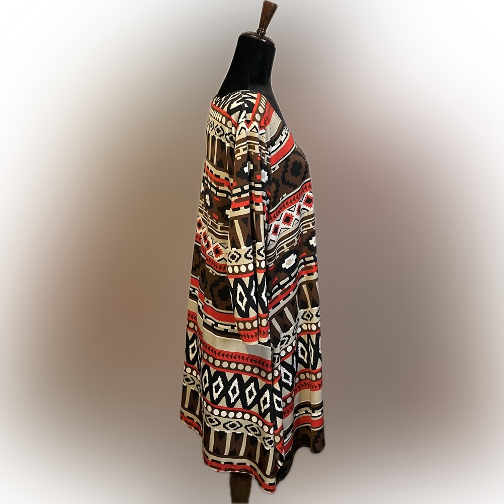 Multiples Tribal Print Tunic with 3/4 Sleeves size 1X - Picture 2 of 11